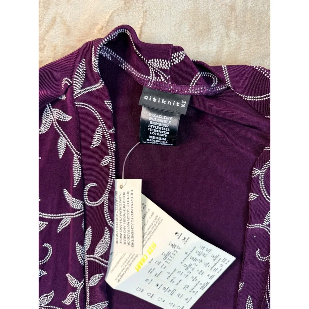 Y2K Citiknits Purple Sequin  Open Front Cardigan Jacket Womens‎ Medium NWT